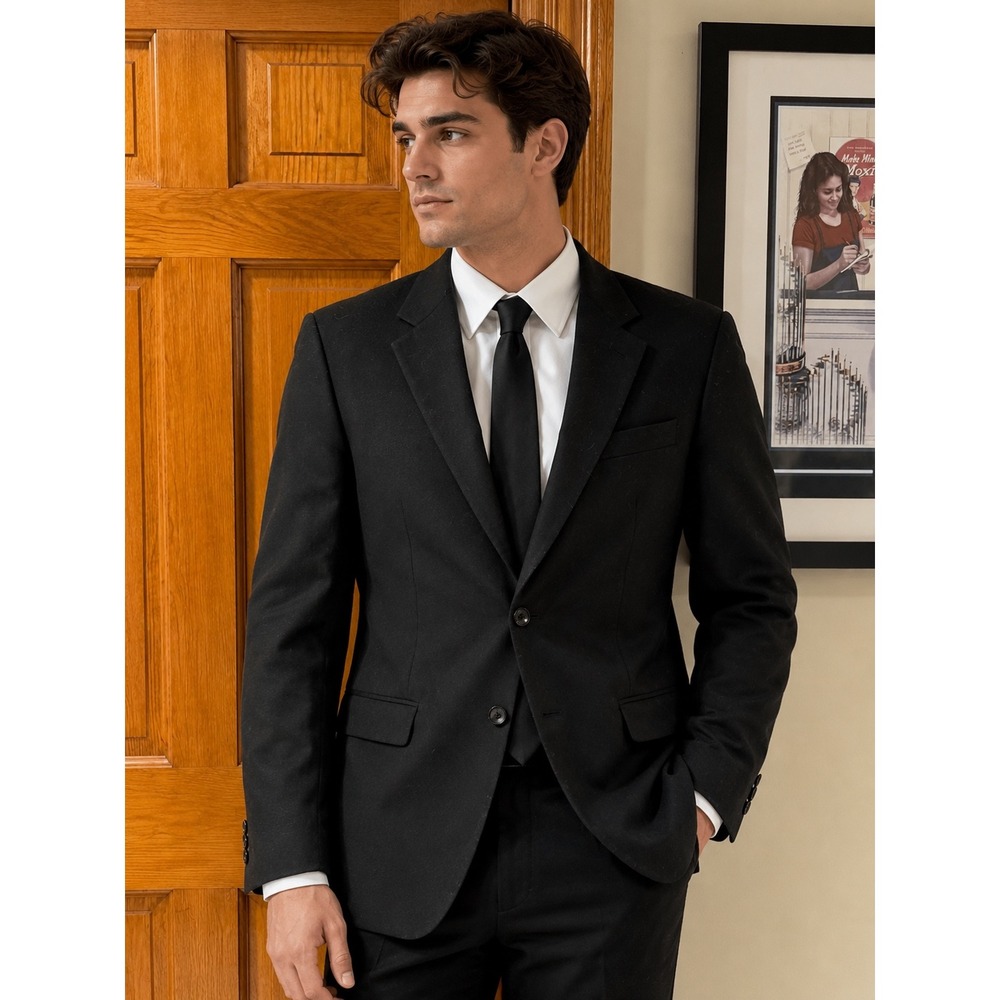 Trajes Valher Mens Black Two Button Blazer Jacket Riobamba Ecuador Size 40R